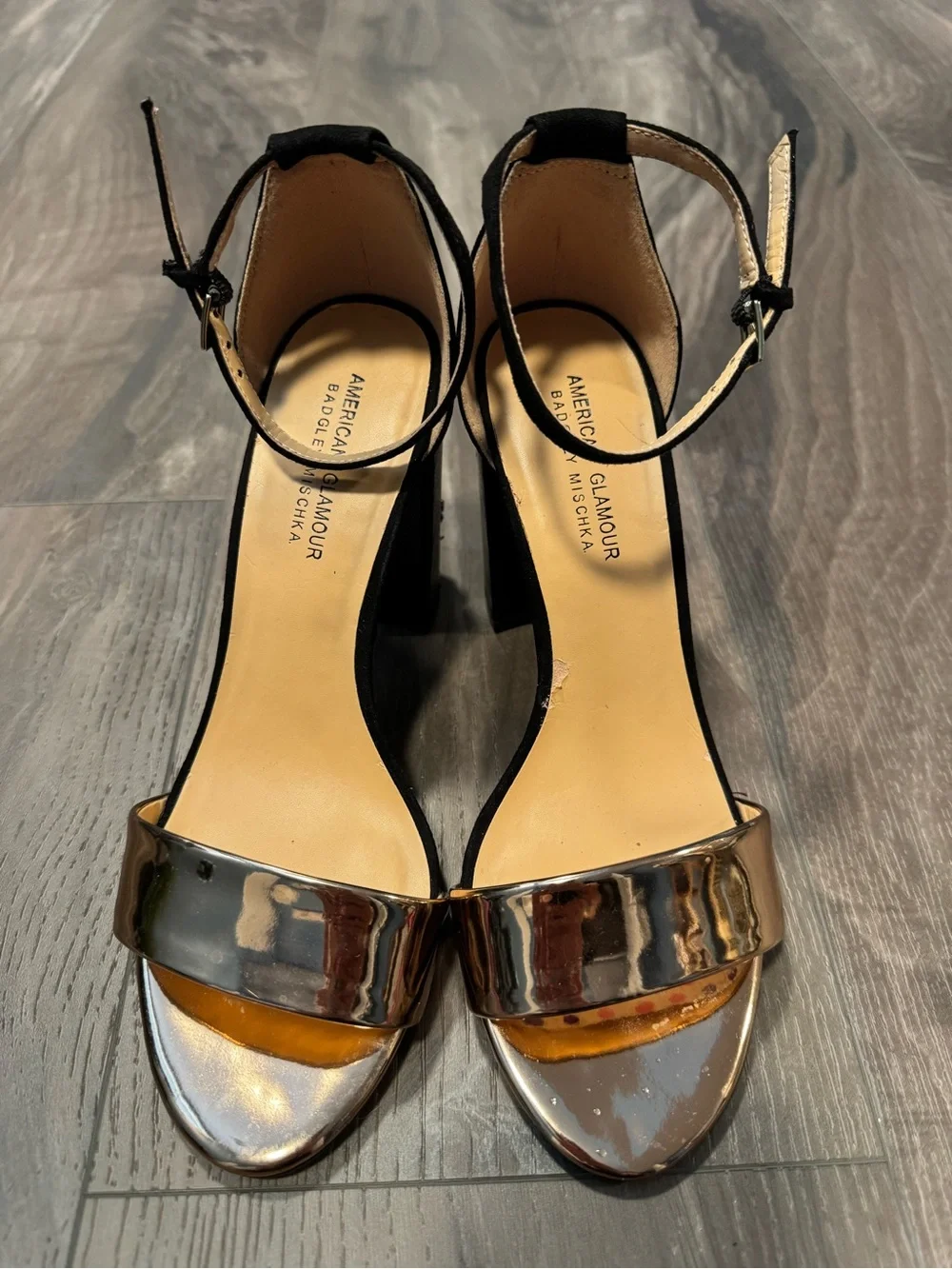 American Glamour Badgley Mischka Size 7 Bianca Studded Strappy High Heel Sandals
